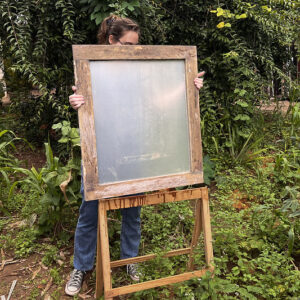 Folha de janela de madeira com vidro fosco - 70 x 79,5 cm