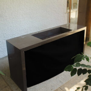 Conjunto de bancada com cuba esculpida dupla, pilares laterais e fundo - 55 x 180 x 85 cm