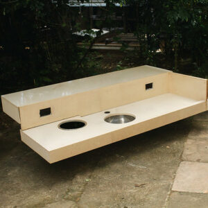 Conjunto bancada com cuba inox - 171,5 x 101,5 x 41 cm